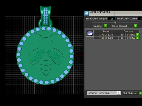 Round gold honey pendant 3D Print Model