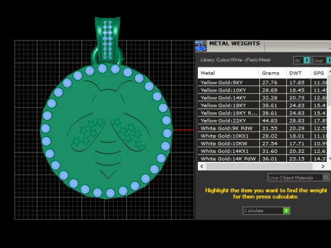 Round gold honey pendant Model Cetak 3D