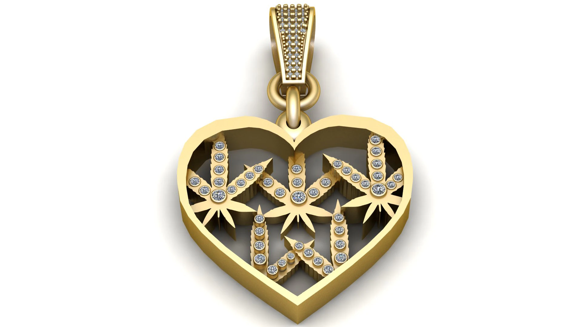 HEART GOLD PENDANT 3D Print Model .c4d .max .obj .3ds .fbx .stl .blend