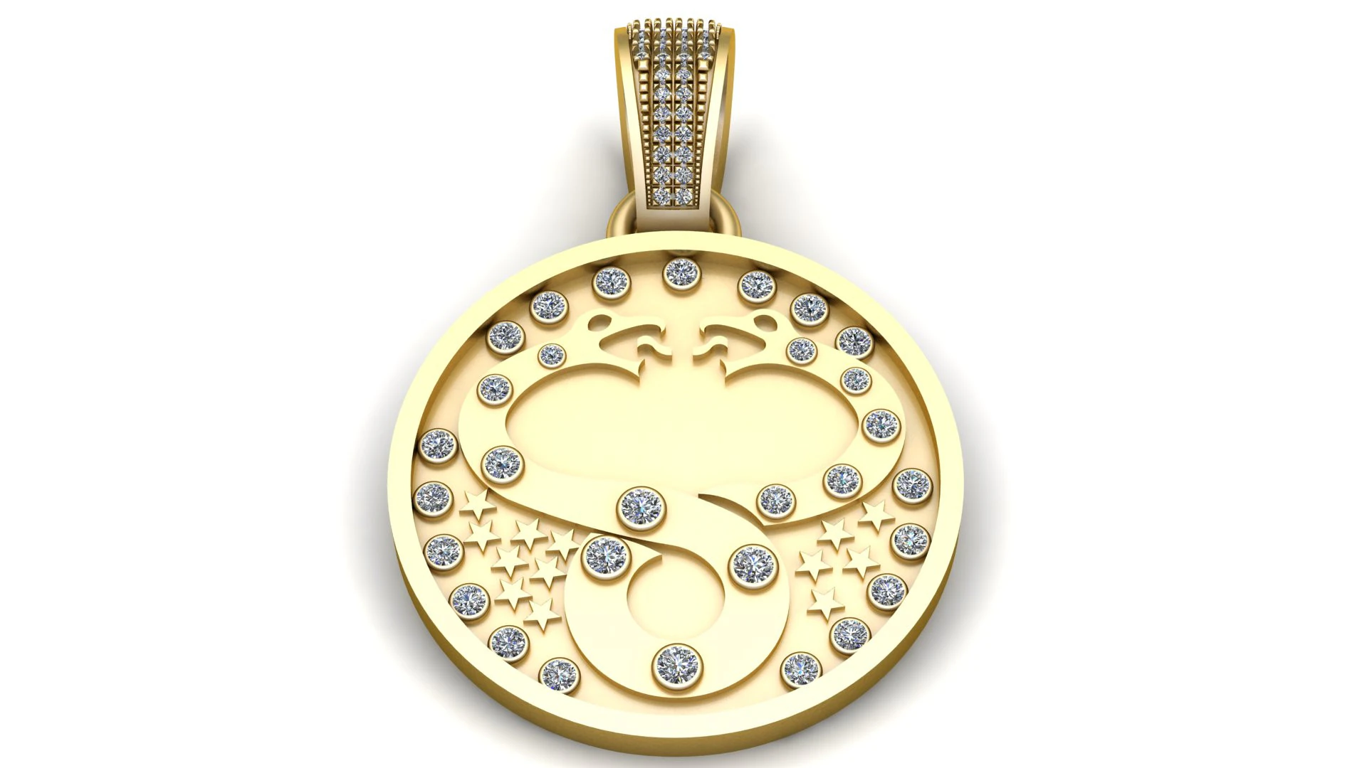 ROUND GOLD PENDANT 3D Print Model .c4d .max .obj .3ds .fbx .stl .blend