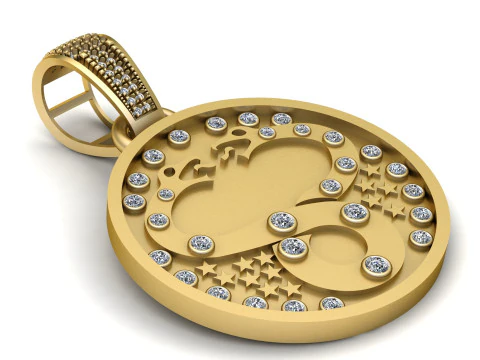 ROUND GOLD PENDANT 3D Print Model