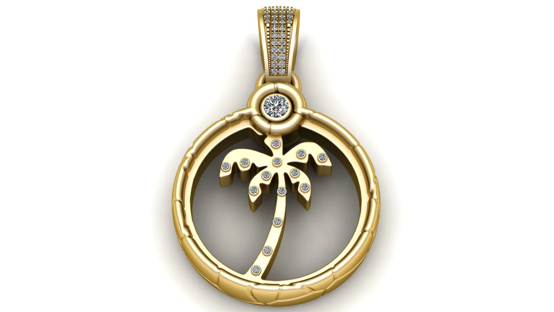 COCONUTE TREE GOLD PENDANT 3D Print Model .c4d .max .obj .3ds .fbx .stl .blend 