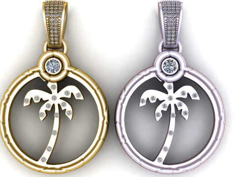 COCONUTE TREE GOLD PENDANT 3D Print Model