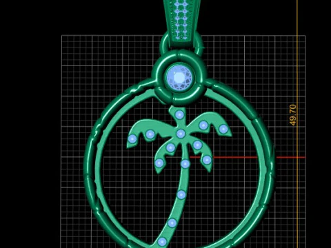 COCONUTE TREE GOLD PENDANT 3D Print Model