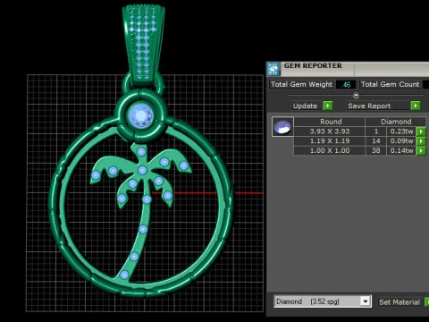 COCONUTE TREE GOLD PENDANT 3D Print Model