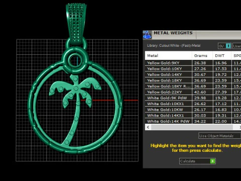COCONUTE TREE GOLD PENDANT 3D Print Model