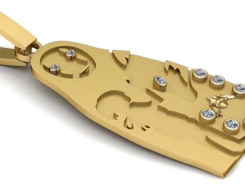 3D GOLD PENDANT 3Dプリントモデル