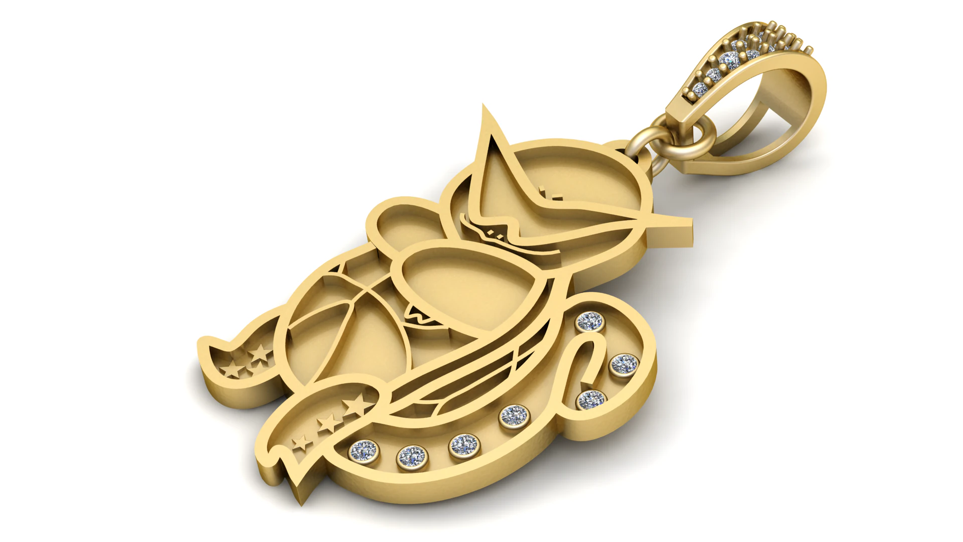 3D GOLD CAT PENDANT 3D Print Model .c4d .max .obj .3ds .fbx .stl .blend 