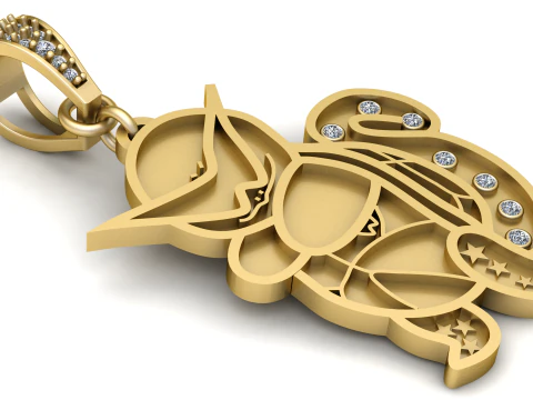 3D GOLD CAT PENDANT 3D Print Model