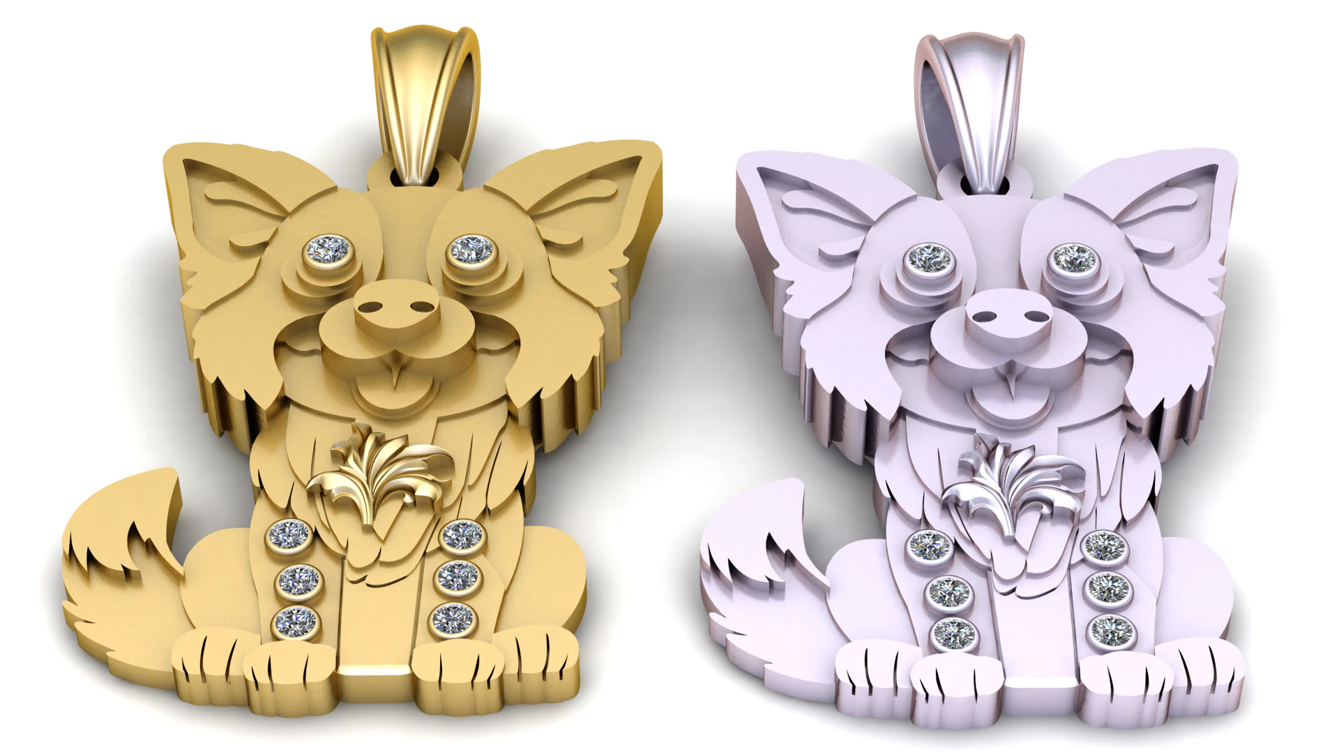 3D Gold Cat Pendant 3D Print Model .c4d .max .obj .3ds .fbx .stl .blend 