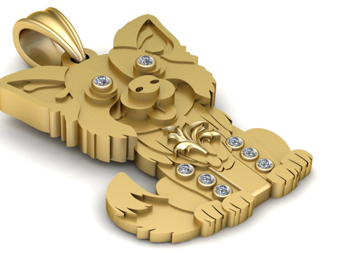 3D Gold Cat Pendant Modello di stampa 3D