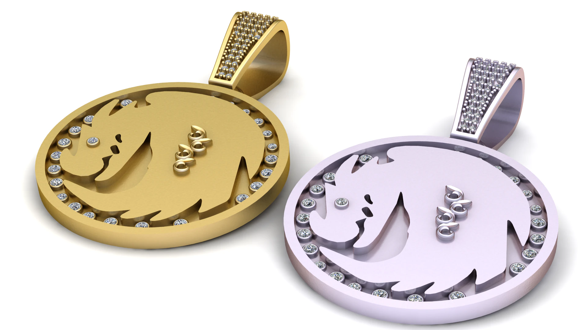 ROUND GOLD PENDANT 3D Print Model .c4d .max .obj .3ds .fbx .stl .blend 