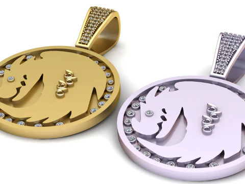 КРУГЛИЙ ЗОЛОТИЙ КУЛОН 3D Принт Модель