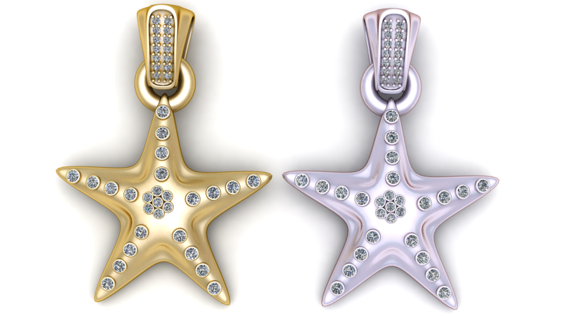 STAR GOLD PENDANT 3D Принт Модель .c4d .max .obj .3ds .fbx .stl .blend