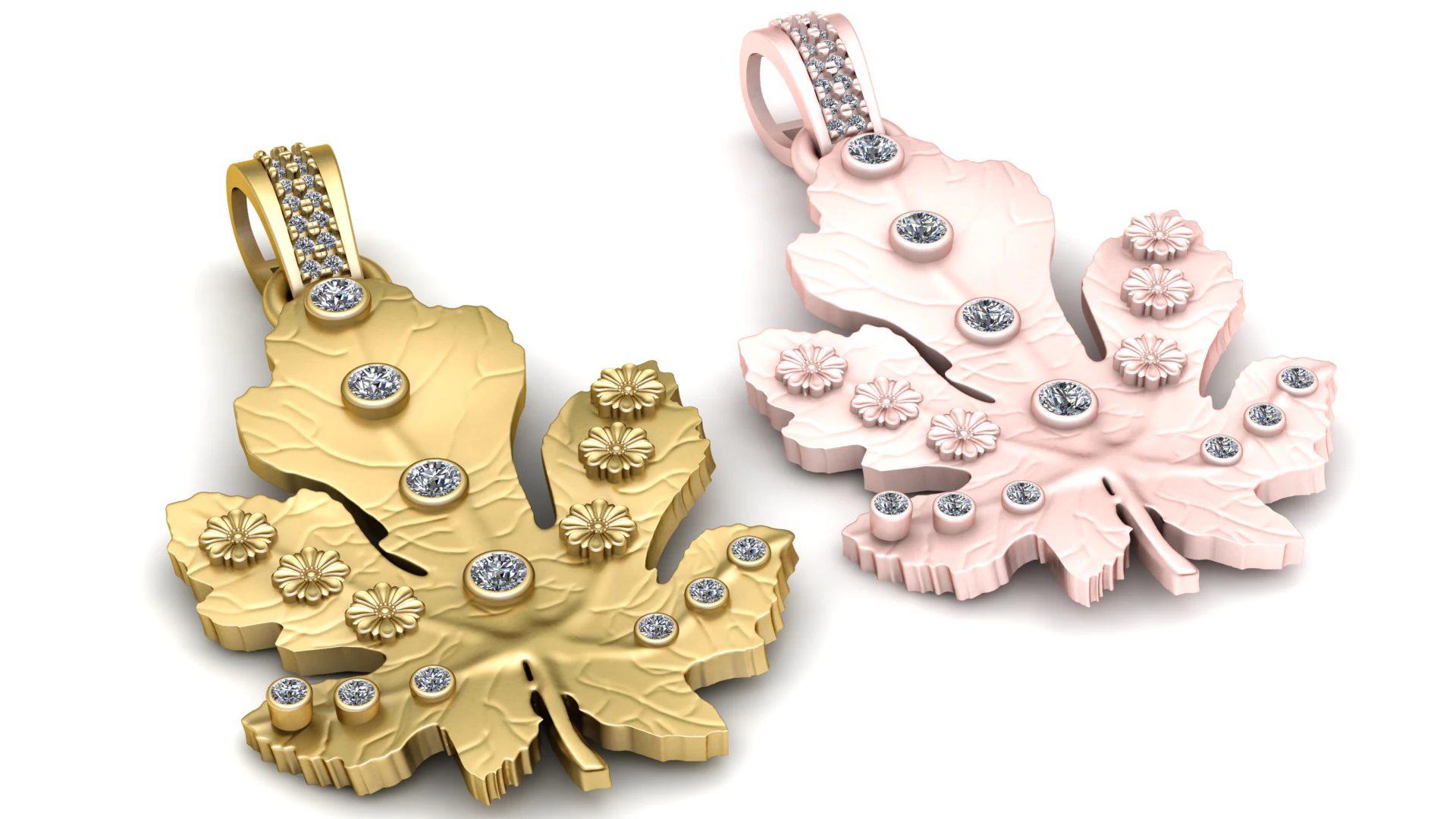 FLOWER GOLD PENDANT 3D Print Model .c4d .max .obj .3ds .fbx .stl .blend 