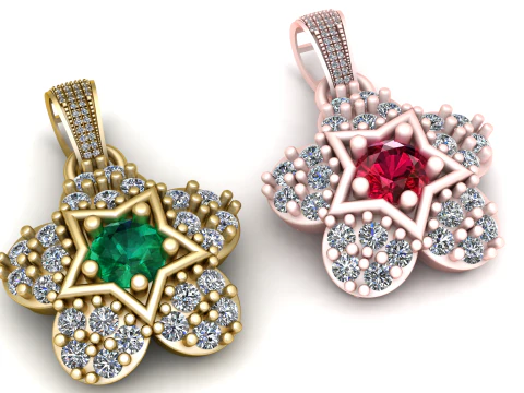 STAR FLOWER PENDANT 3D Print Model