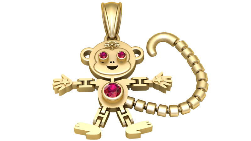 Golden monkey pendant Modello 3D .c4d .max .obj .3ds .fbx .stl .blend
