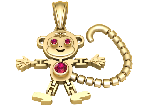 Golden monkey pendant Model 3D