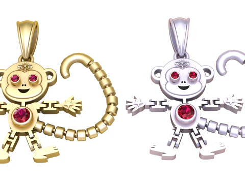 Golden monkey pendant 3D Model