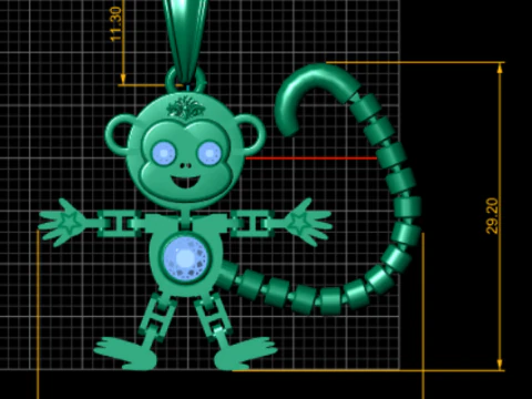 Golden monkey pendant 3D Model