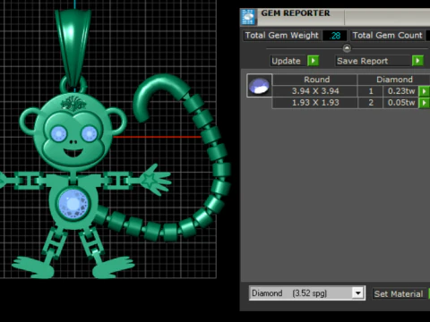 Golden monkey pendant 3D Model