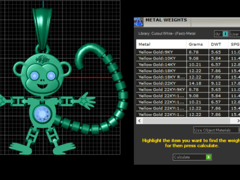 Golden monkey pendant 3D Model