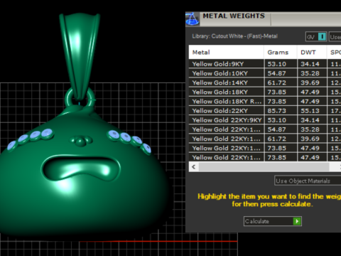 Gold charm pendant Model 3D