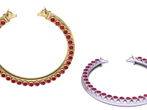 Gold horseshoe necklace-pendant Model 3D