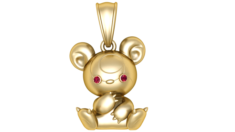 Gold teddy bear pendant 3D Model .c4d .max .obj .3ds .fbx .stl .blend