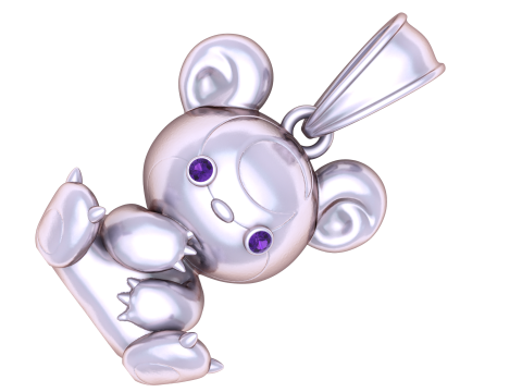 Gold teddy bear pendant 3D Model