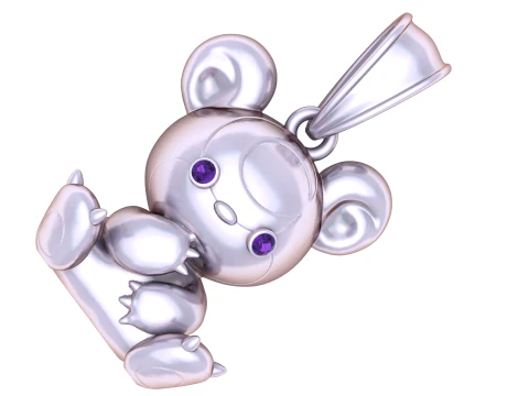 Gold teddy bear pendant 3D Model