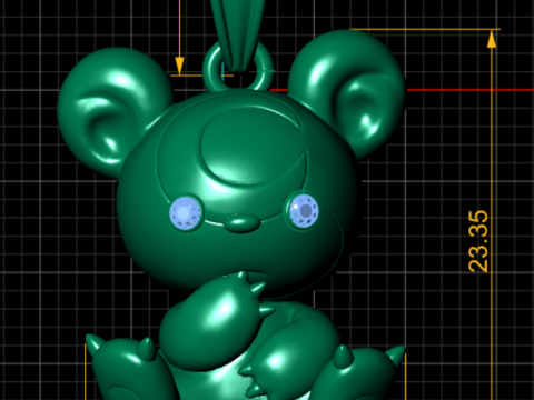 Gold teddy bear pendant 3D Model