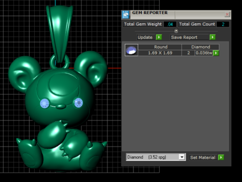Gold teddy bear pendant 3D Model