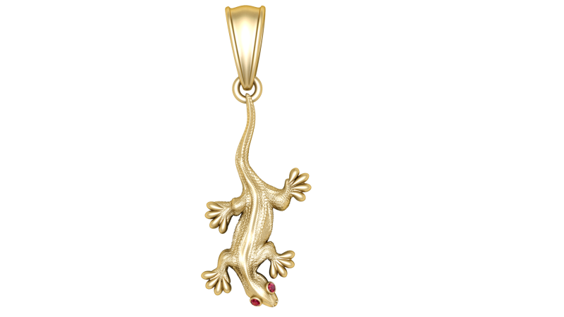 Gold Lizard pendant 3D Модель .c4d .max .obj .3ds .fbx .stl .blend 