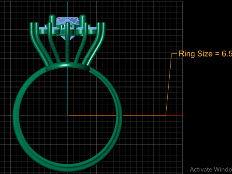 3D GOLD RING 3D Printable Model round-cut green gemstone Modello di stampa 3D
