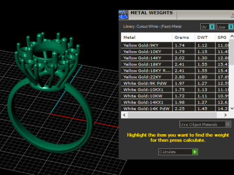3D GOLD RING 3D Printable Model round-cut green gemstone Modello di stampa 3D