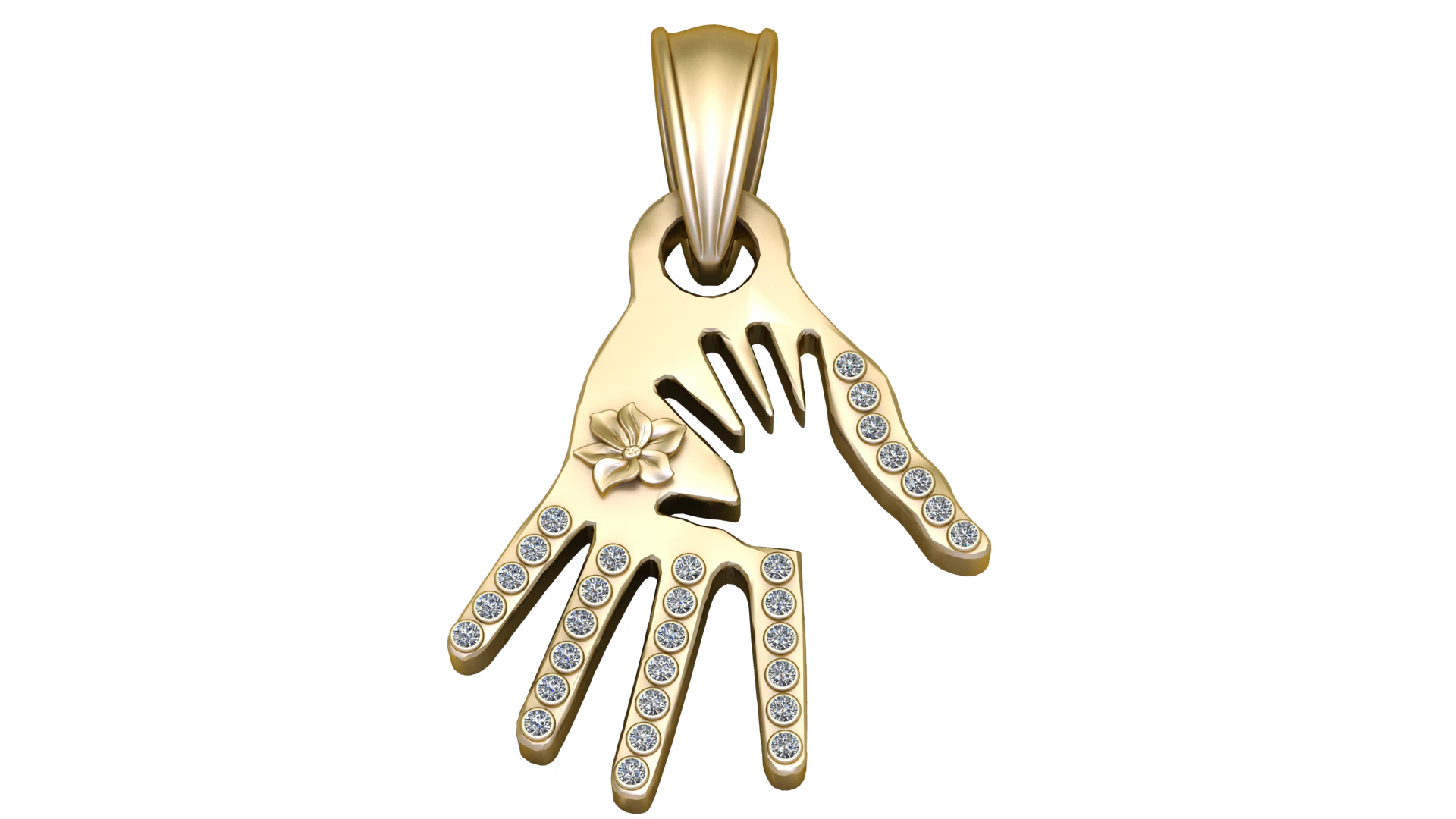 Gold hand-shaped pendant 3D Model .c4d .max .obj .3ds .fbx .stl .blend 