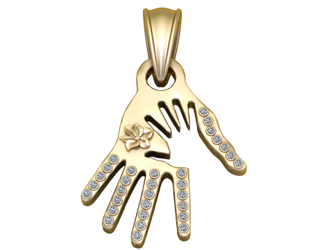 Gold hand-shaped pendant Model 3D