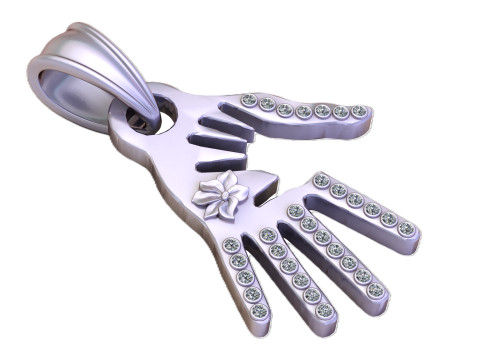 Gold hand-shaped pendant 3D Model