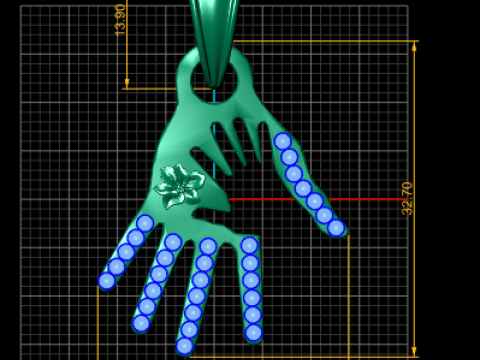Gold hand-shaped pendant 3D Model