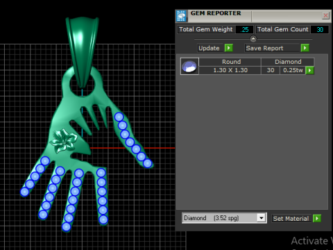 Gold hand-shaped pendant 3D Model