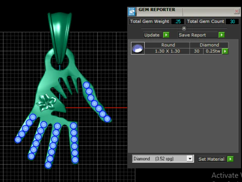 Gold hand-shaped pendant 3D Model