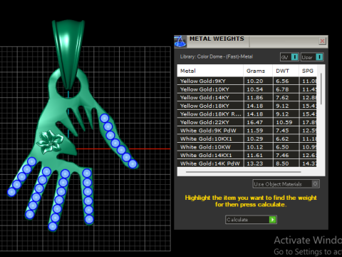 Gold hand-shaped pendant 3D Model