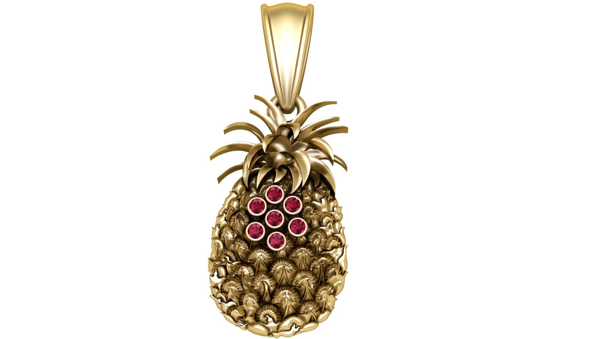 Pineapple-shaped gold pendant 3D Model .c4d .max .obj .3ds .fbx .stl .blend 