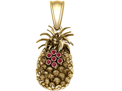 Pineapple-shaped gold pendant Model 3D
