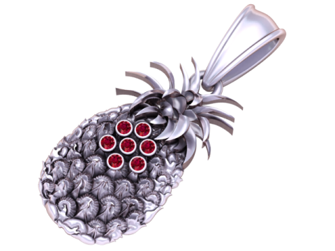 Pineapple-shaped gold pendant 3D Model