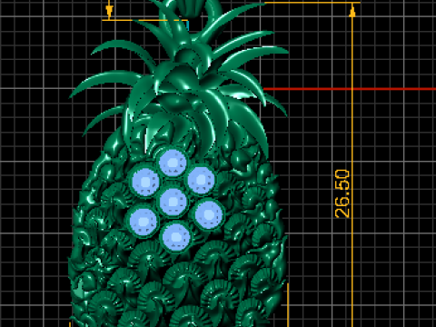 Pineapple-shaped gold pendant 3D Model