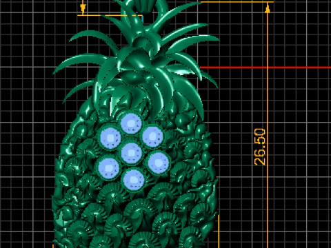 Pineapple-shaped gold pendant 3D Model