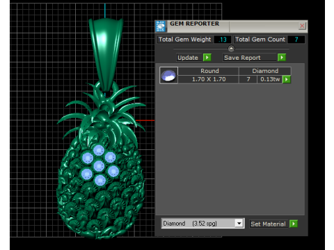 Pineapple-shaped gold pendant 3D Model