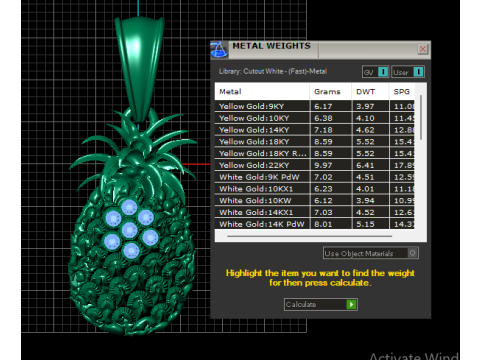 Pineapple-shaped gold pendant 3D Model